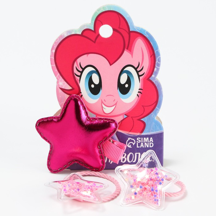 фото Набор для волос: резинка и заколка розовая "звездочки", my little pony hasbro