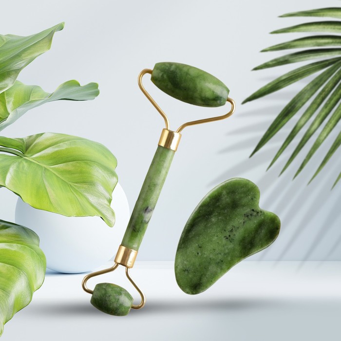 Набор массажеров Гуаша для лица Будь счастлива кальцит серпентин 38400₽