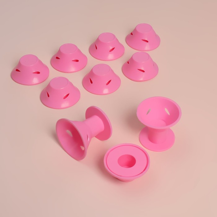 Бигуди силиконовые, d = 2,3/4 см, 10 шт, цвет розовый