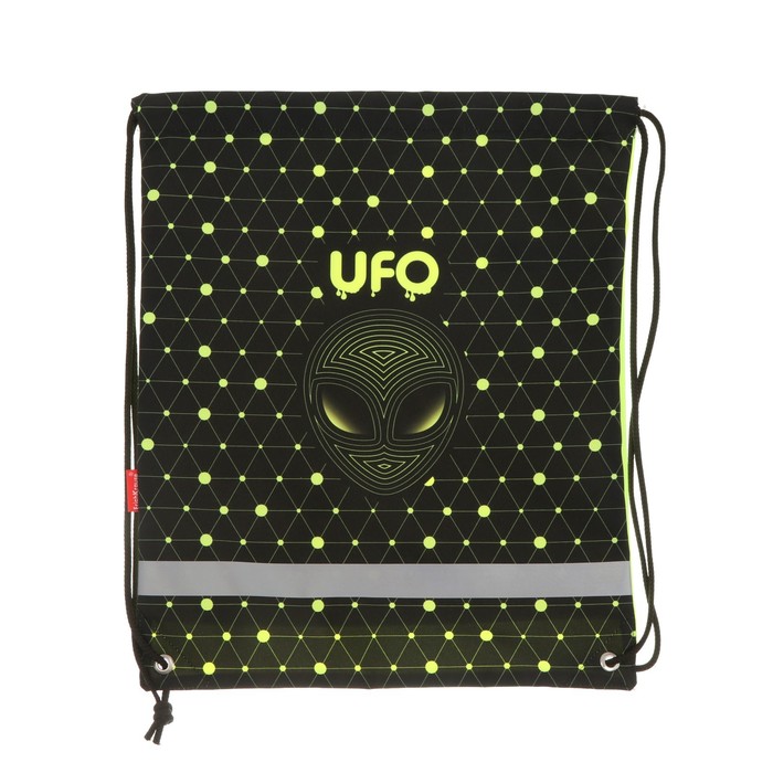

Мешок для обуви 440 х 365 мм, Erich Krause, плотность 300D, со светоотражающей полосой, UFO, салатовый/чёрный