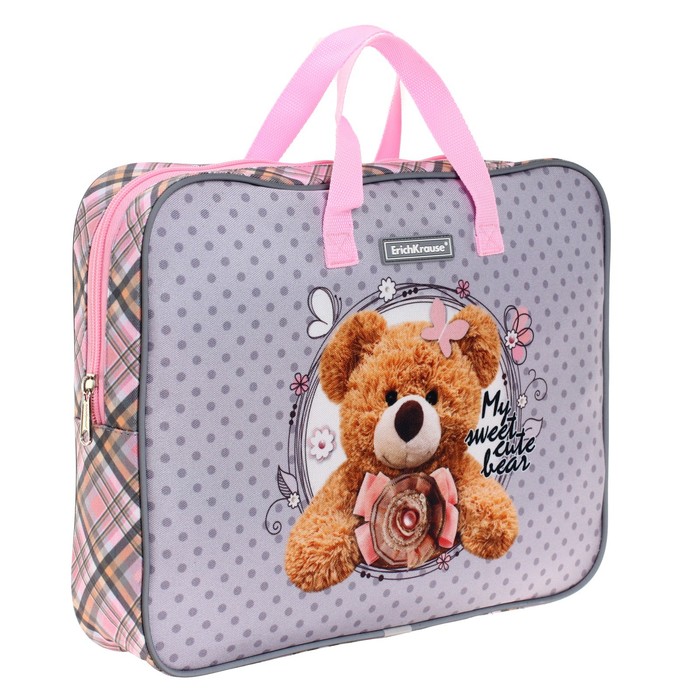

Папка с ручками А4+, 360 х 290 х 70 мм, текстильная, Erich Krause Teddy Bear 54659