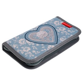 

Пенал 1 секция ErichKrause, 110 х 205 мм, ткань, Lacey Heart, голубой