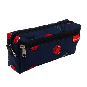 

Пенал мягкий Erich Krause, 2 отделения, объем 100 х 210 х 50 мм, Cherryfall, синий/красный