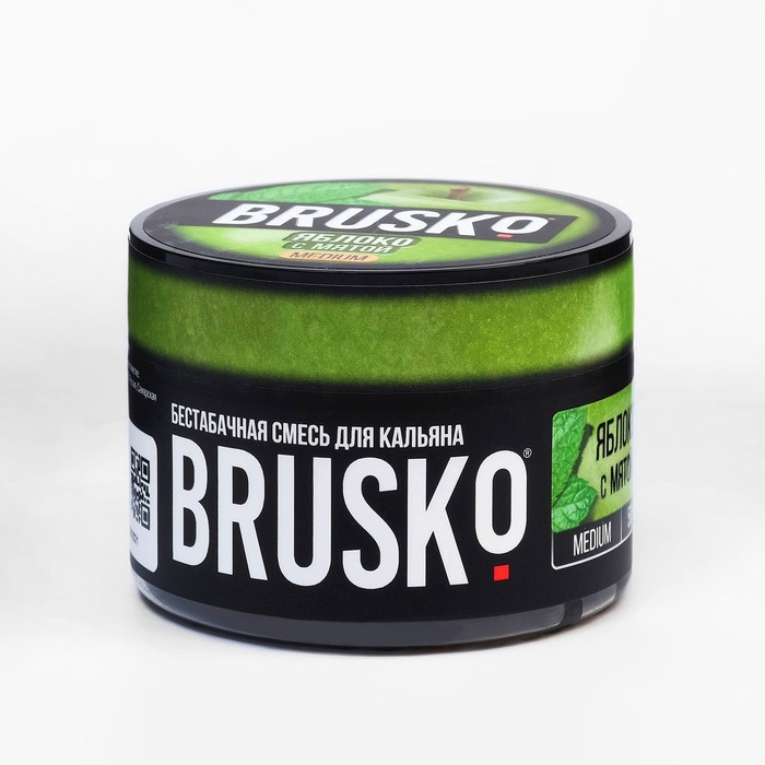 Бестабачная никотиновая смесь для кальяна Brusko Яблоко с мятой 50 г, medium
