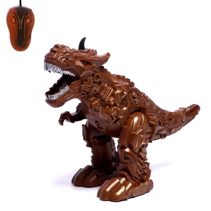 Динозавр-робот радиоуправляемый «Рекс», эффект дыма, свет и звук, цвет коричневый