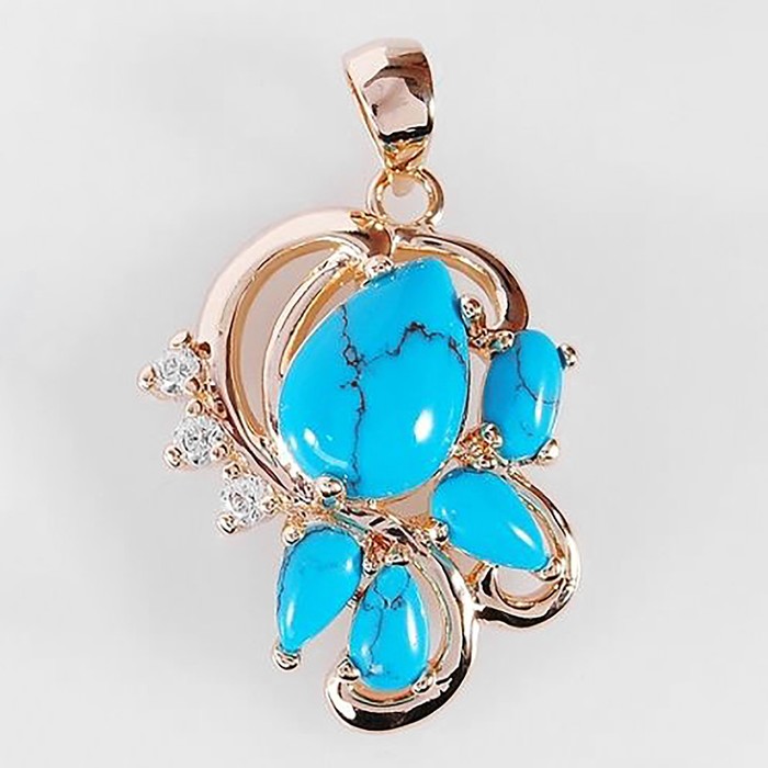 

Подвеска с бирюзой "Азалия", позолота с родированием