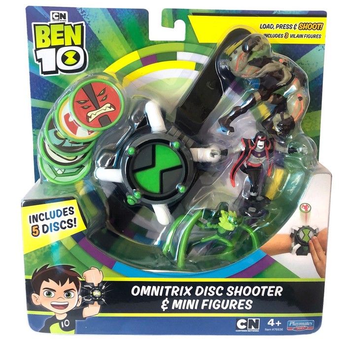 

Игровой набор Ben 10, часы Омнитрикс дискомет + 3 мини-фигурки: Водохлёст, Жук, Гуманоид