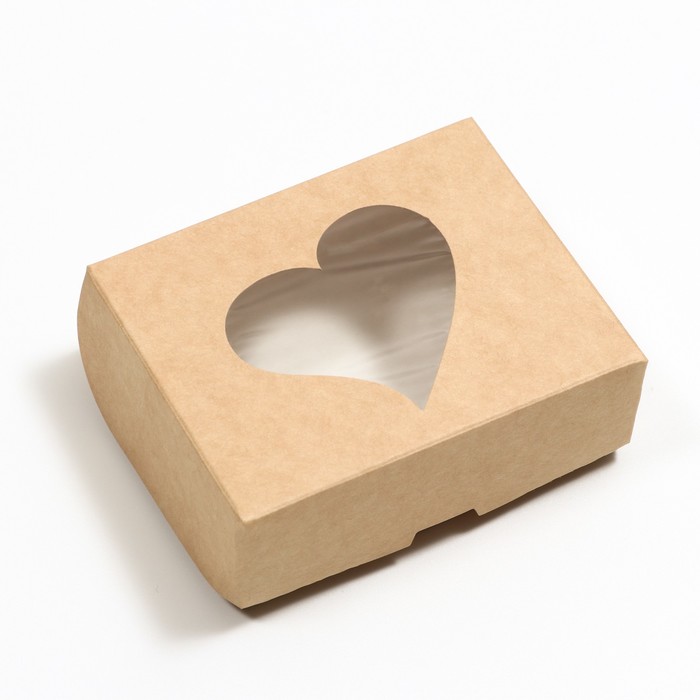 Коробка складная Сердца, крафт, 10 х 8 х 3,5 см