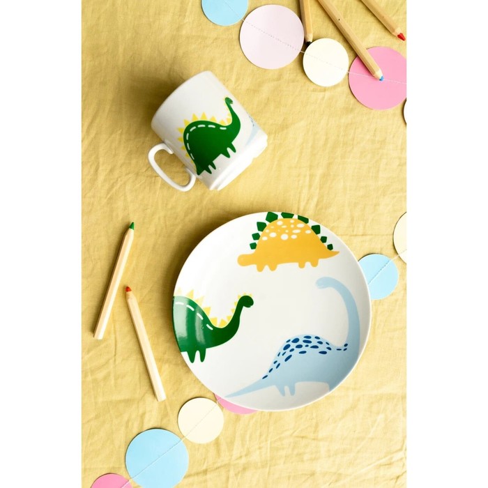 фото Набор посуды «динозавры», 2 в 1 (кружка, тарелка) сотвори чудо