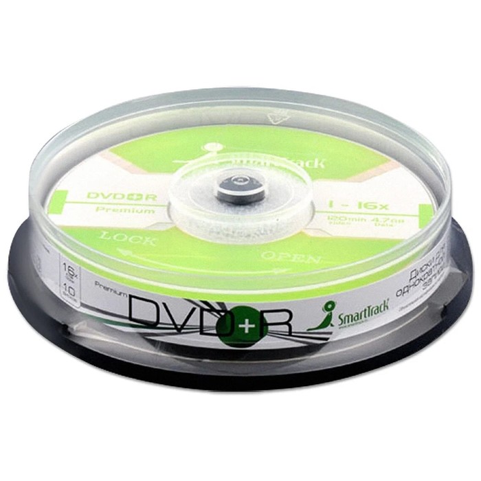 Диск DVD+R SmartTrack, 16х, 4.7 Гб, Cake Box, 10 шт цена и фото