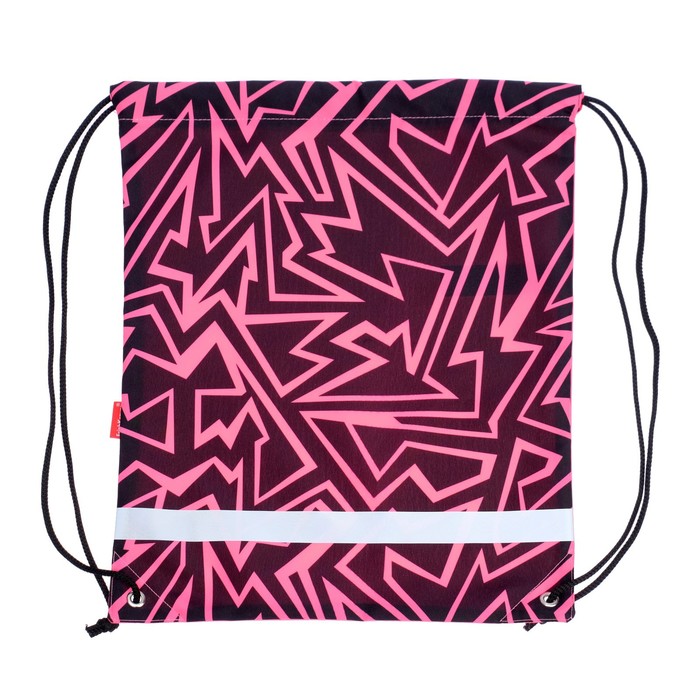 

Мешок для обуви 440 х 365 мм, Erich Krause, плотность 300D, со светоотражающей полосой, Girl Power, розовый/чёрный