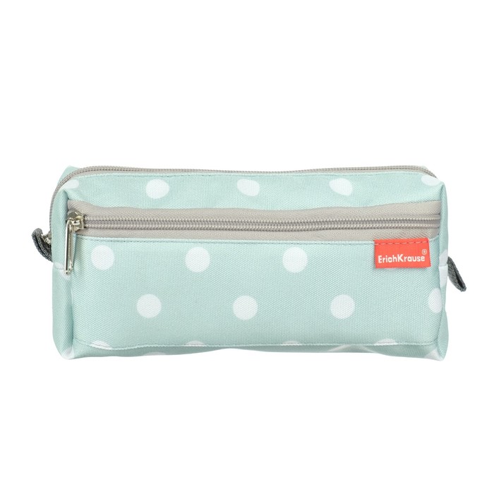 фото Пенал мягкий, 2 отделения, объёмный, 100 х 210 х 50 мм, erich krause, dots in mint, мятный 52288 erichkrause