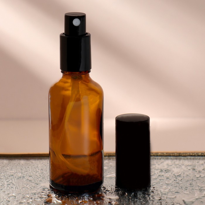 Флакон стеклянный для парфюма, с распылителем, 50 мл, цвет коричневый/чёрный