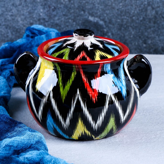 Сахарница Риштанская Керамика Атлас, 1000 мл, разноцветная чайная пара риштанская керамика атлас 220 мл разноцветная
