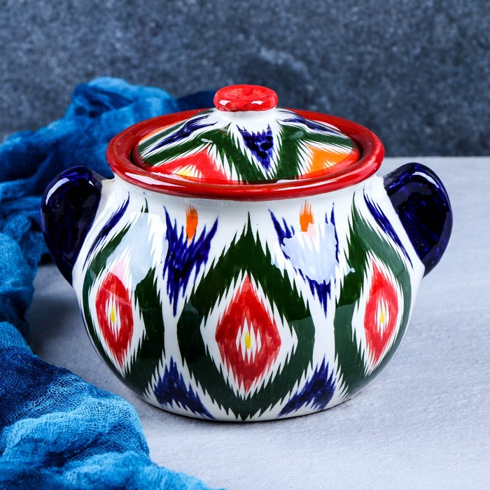Сахарница Риштанская Керамика Атлас, 800 мл, разноцветная чайная пара риштанская керамика атлас 180 мл