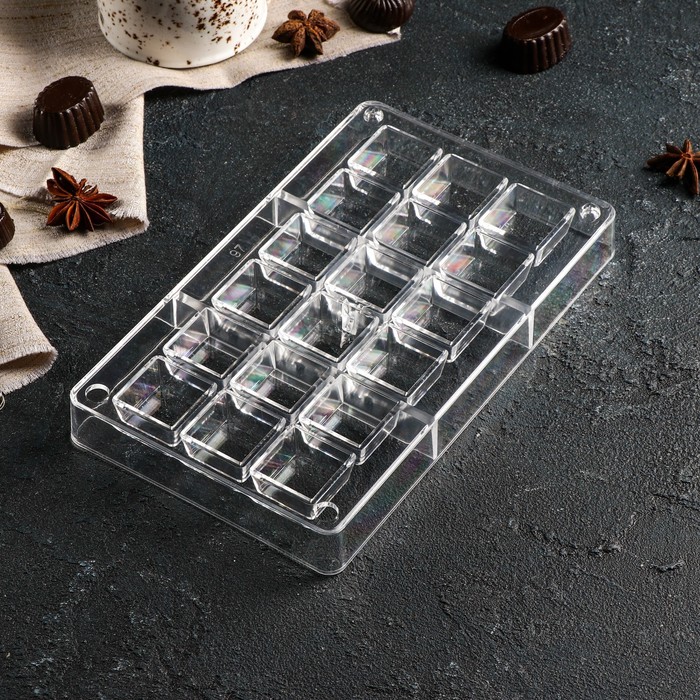 Форма для шоколада «Кубики», 18 ячеек, 20×12×2,5 см, ячейка 2,5×2,5×1 см