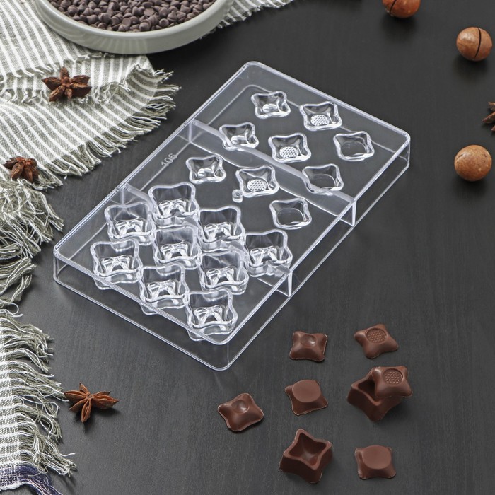 форма для шоколада и конфет хеопс 14 ячеек 20×12×2 5 см Форма для шоколада и конфет «Блеск», 18 ячеек, 20×12×2,5 см