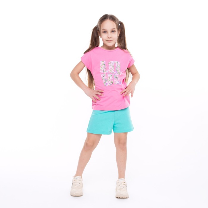 Пижама для девочки А.7-23-2., цвет мятный/розовый, рост 104