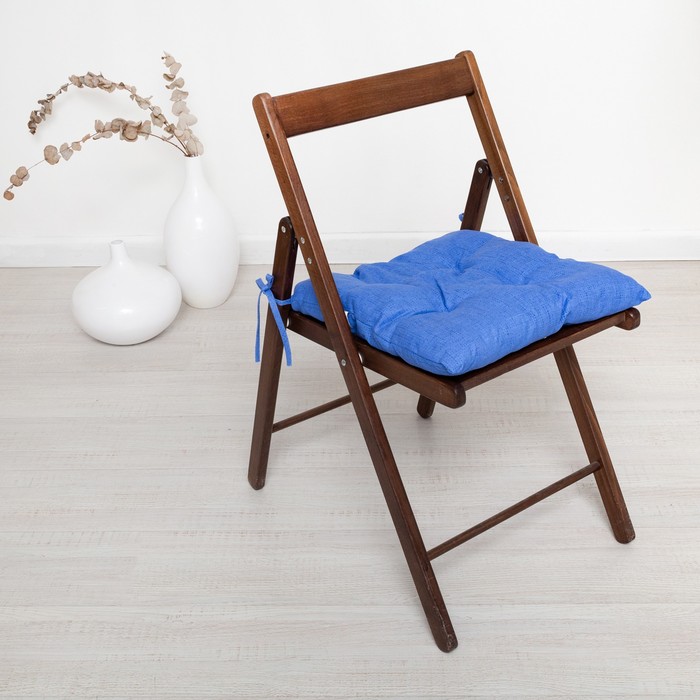 фото Подушка на стул синий 40х40см, рогожка, 150 г/м2, холлофайбер мари санна