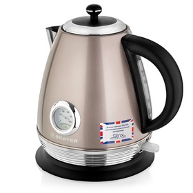 

Чайник электрический BRAYER BR1007, металл, 1.7 л, 2200 Вт, автоотключение, бежевый
