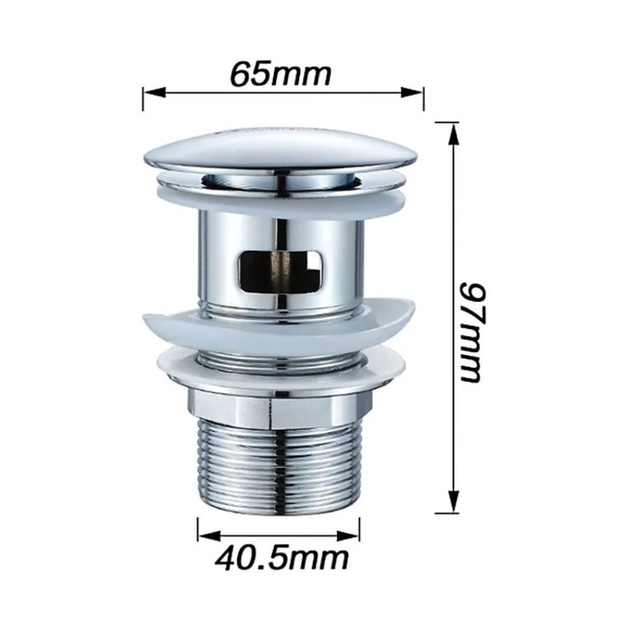 Донный клапан LEDEME L65-2, для раковины, с переливом, латунь, хром