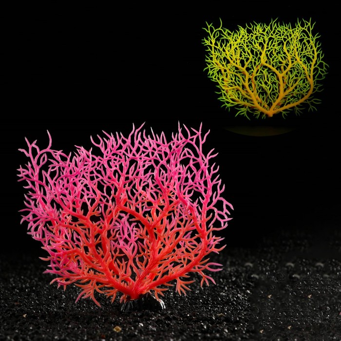фото Растение искусственное аквариумное, светящееся, 15 см, красное пижон аква