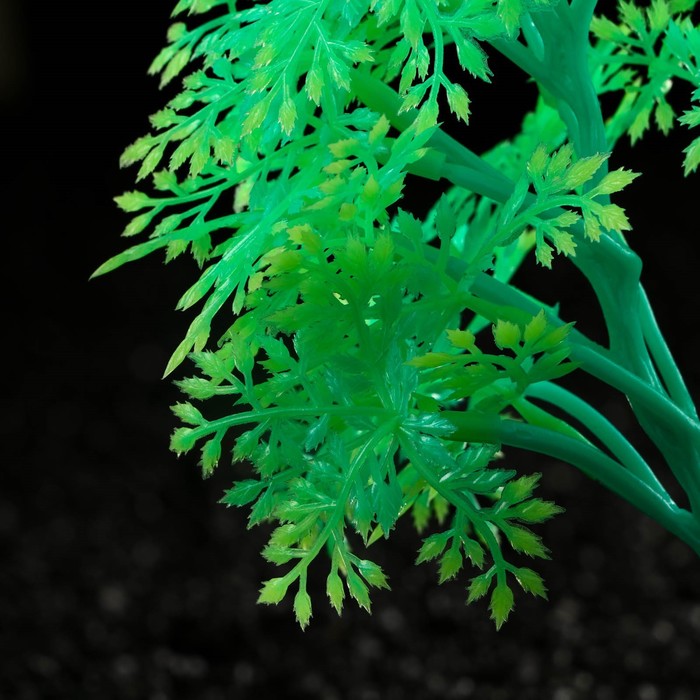 Растение искусственное аквариумное, светящееся, 15 см, зелёное