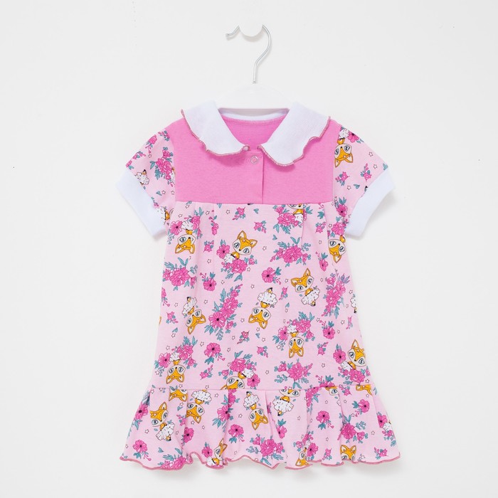 фото Платье для девочки, цвет розовый/лисичка, рост 68 юниор текстиль