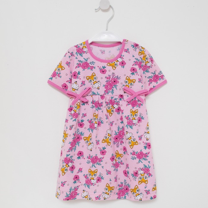 фото Платье для девочки, цвет розовый/лисички, рост 92 юниор текстиль