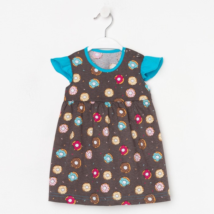 фото Платье для девочки, цвет коричневый/пончик, рост 86 юниор текстиль