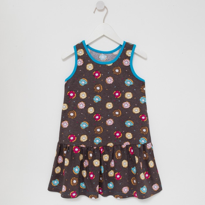 фото Платье для девочки, цвет коричневый/пончик, рост 98 юниор текстиль