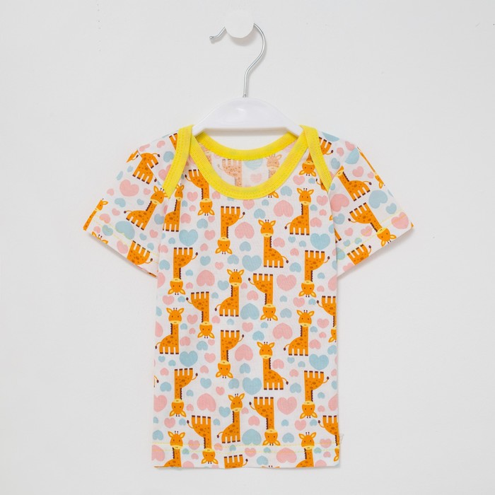 Кофточка (футболка) для девочки А.60-3 КТ, цвет молочный/жирафы, рост 80