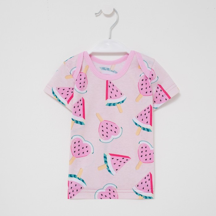 Кофточка (футболка) для девочки А.60-3 КТ, цвет розовый/арбуз, рост 74