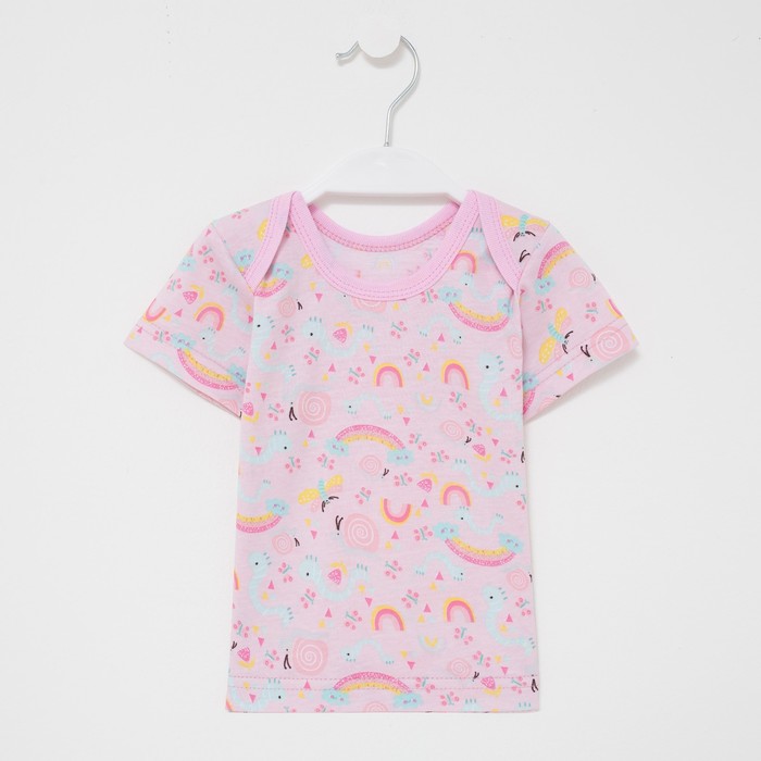 Кофточка (футболка) для девочки А.60-3 КТ, цвет розовый/радуга, рост 80