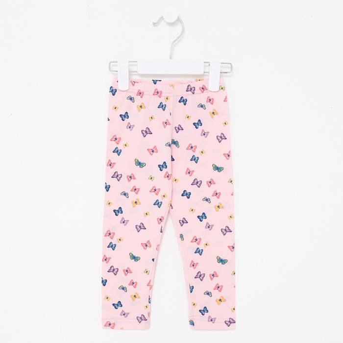 фото Леггинсы для девочки, цвет розовый/бабочки, рост 104 юниор текстиль