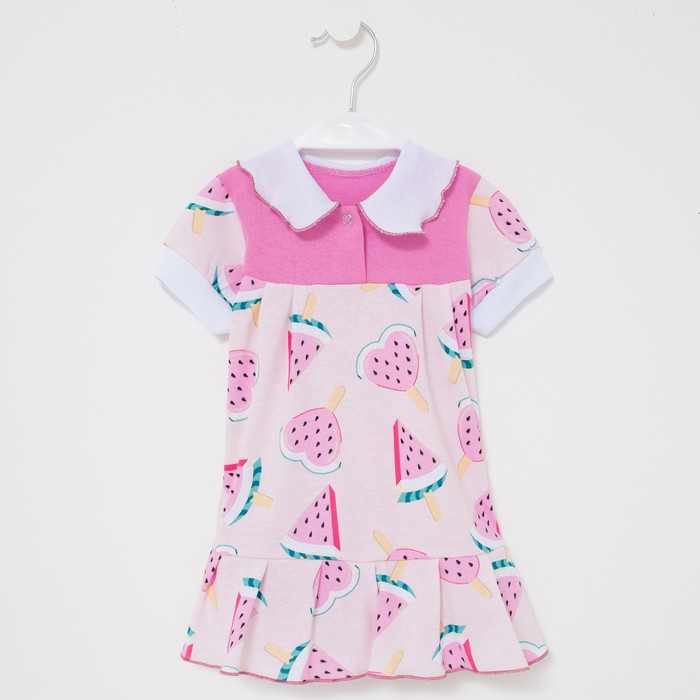 фото Платье для девочки, цвет розовый/арбуз, рост 68 юниор текстиль
