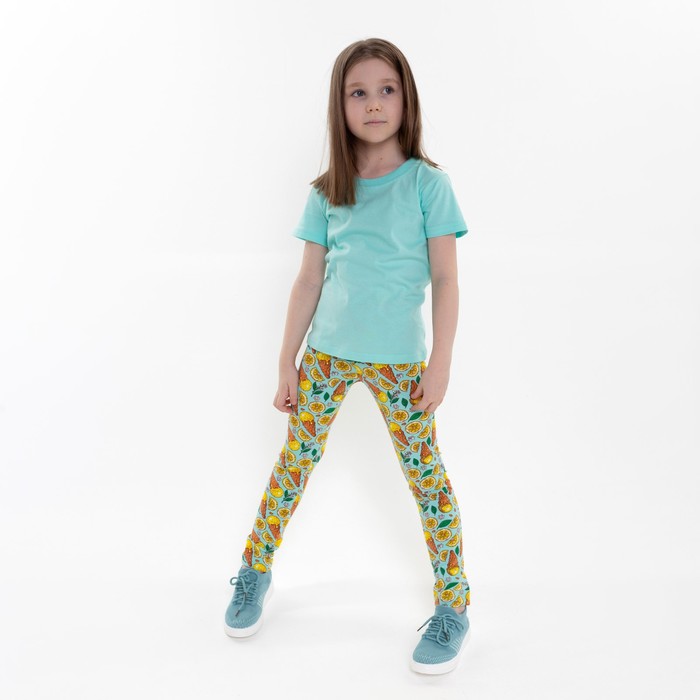 фото Леггинсы для девочки, цвет бирюзовый/мороженка, рост 104 юниор текстиль