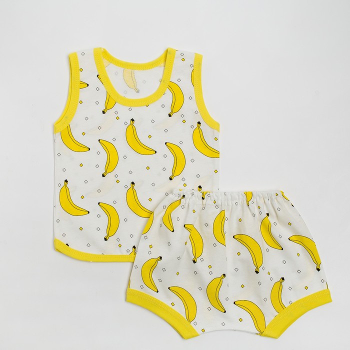 фото Комплект (майка,трусы), цвет детский, цвет молочный/банан, рост 74 юниор текстиль