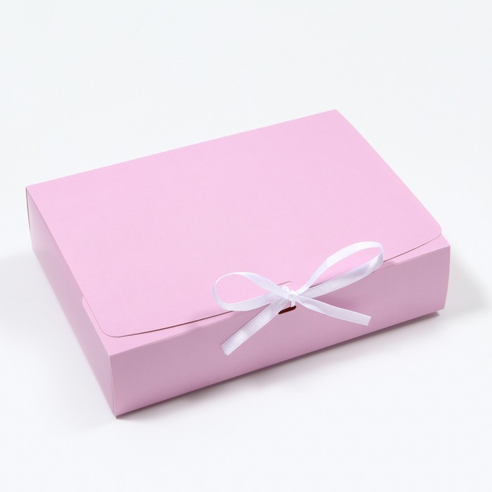 Коробка складная, розовая, 21 х 15 x 5 см коробка складная красная 21 х 15 x 5 см