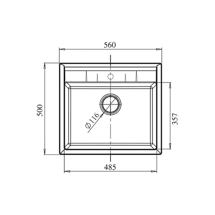 фото Мойка кухонная из камня granfest gf-q561, 560х500 мм, цвет иней