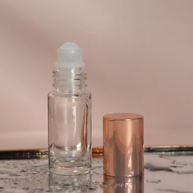 Флакон стеклянный для парфюма, со стеклянным роликом, 5 мл, цвет прозрачный/розовое золото Ош