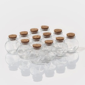 Набор баночек стеклянных для специй с пробковой крышкой Доляна «Парфе», 50 мл, 5,4×4×5,4 см, 12 шт