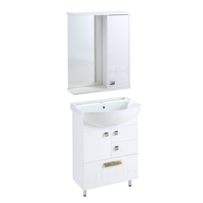 Комплект мебели для ванной комнаты Этно 60/3: тумба с раковиной + зеркало-шкаф комплект мебели misty адриана 90 тумба с раковиной зеркало шкаф правый