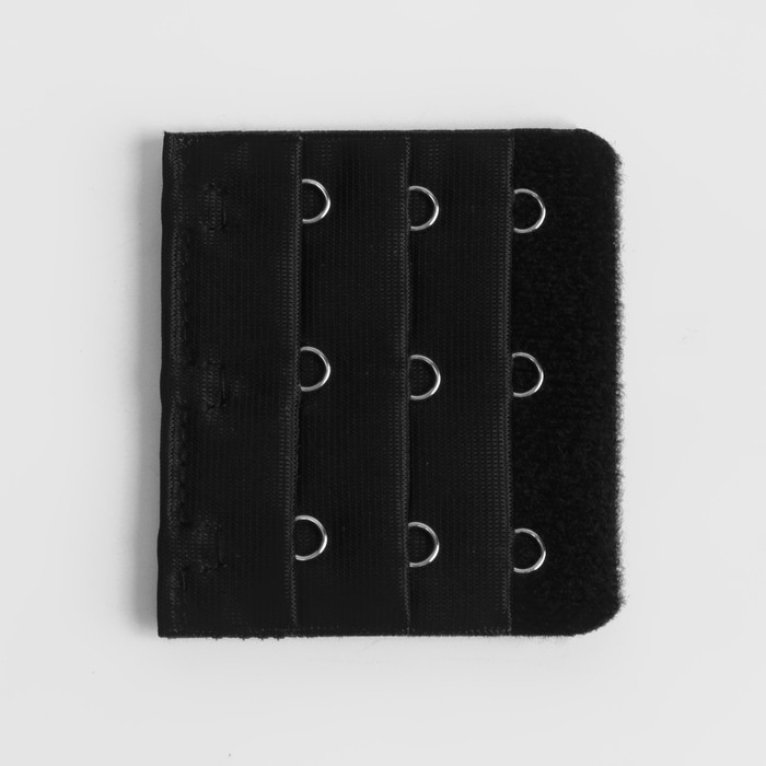Застёжка-удлинитель для бюстгальтера, 3 ряда 3 крючка, 5 × 5,5 см, цвет чёрный