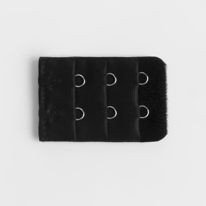 Застёжка-удлинитель для бюстгальтера, 3 ряда 2 крючка, 3,2 × 5 см, цвет чёрный