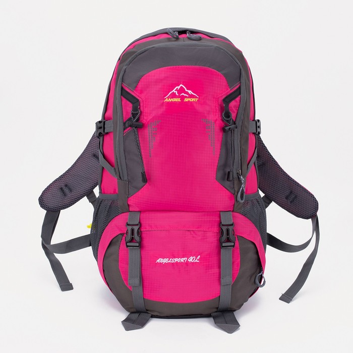 Рюкзак туристический на молнии 40 л, 3 кармана, цвет малиновый фото