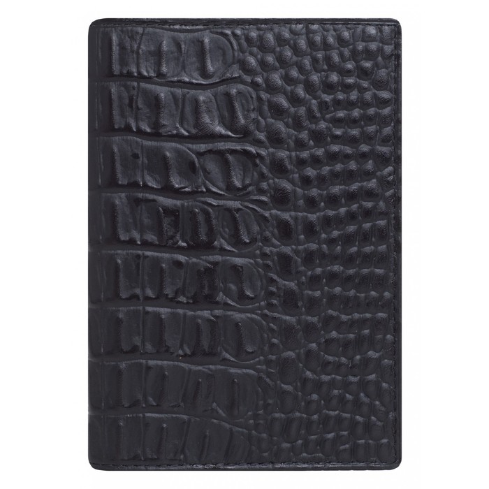 0-265 FM Обложка на паспорт, цвет черный крокодил 10х13,6х0,3см