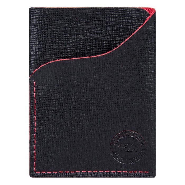 0-777FM Картхолдер с одним карманом, цвет черный/красный сафьян 7х9,5х0,4см