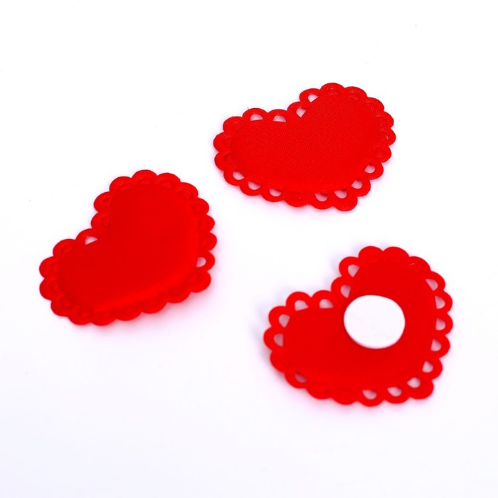 Сердечки декоративные, на клеевой основе, набор 10 шт., размер 1 шт: 5 × 4 см, цвет красный сердечки декоративные набор 5 шт размер 1 шт 5 3 5 см цвет красный