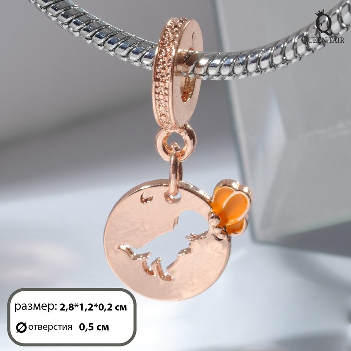 фото Подвеска "динозавр" с бабочкой, цвет оранжевый в розовом золоте queen fair
